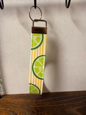 Lime Slice Wristlet Key Fob Yellow and Green
